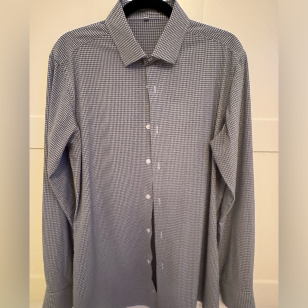 State & Liberty Button Down Grey and White Check Sz L